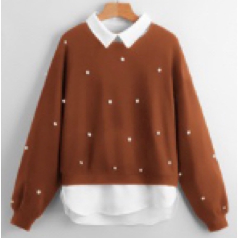 Drop Shoulder Pearls
Beaded 2 In 1 Pullover
Rust Brown